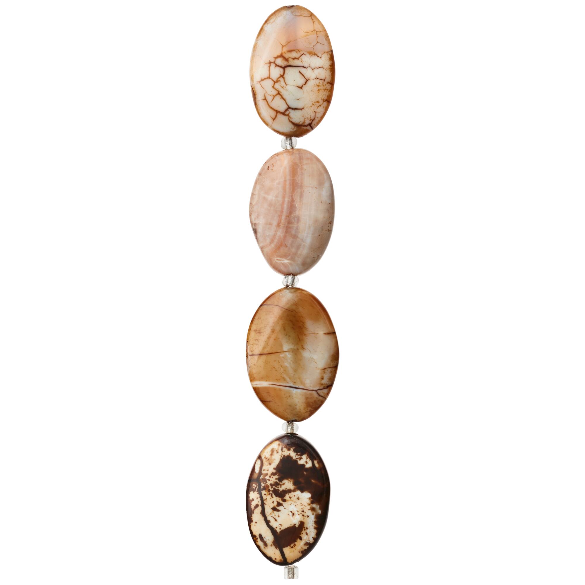 Amber Crackled Agate Oval Beads, 30mm by Bead Landing™